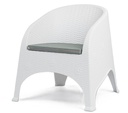 Sillón SURF, apilable, polipropileno blanco, cojín gris