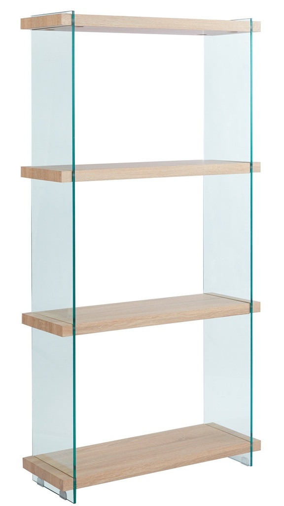 [643.ESTOSIN84] Estantería OSIRIS NEW, madera, cristal templado, 84x30x165 cms