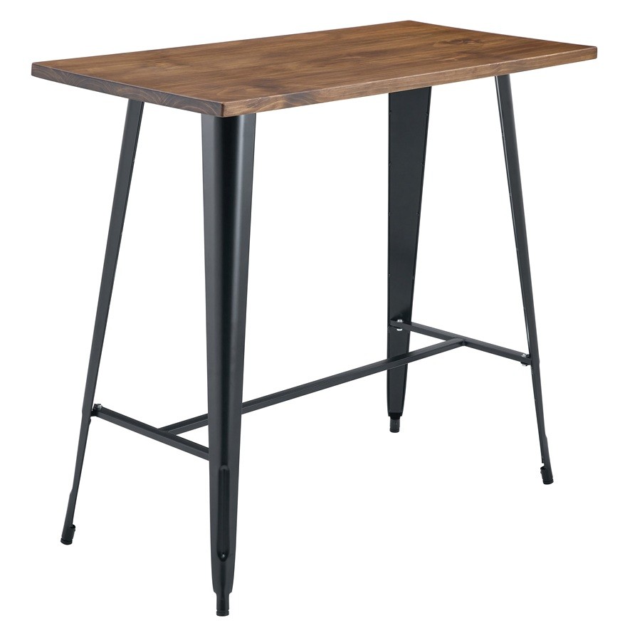 [143.MATEWN120] Mesa TOL EK WOOD, alta, acero, madera, negra, 120x60 cms