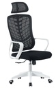 Sillón de oficina MELLAC, alto, blanco, malla y asiento negro