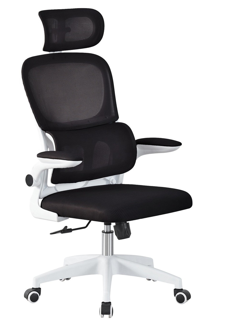 [762.SBERNBMNE] Sillón de oficina BERNAY, alto, blanco, malla y asiento negro