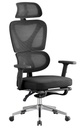 Sillón de oficina DURBUY, alto, ergonómico, negro, malla y asiento negro