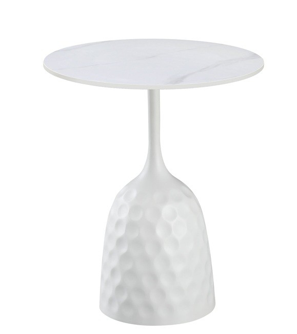 [189.MACAVEBL] Mesa CAVEZZO, baja, blanca, tapa cerámica mármol blanco, 50 cms de diámetro