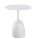 Mesa CAVEZZO, baja, blanca, tapa cerámica mármol blanco, 50 cms de diámetro