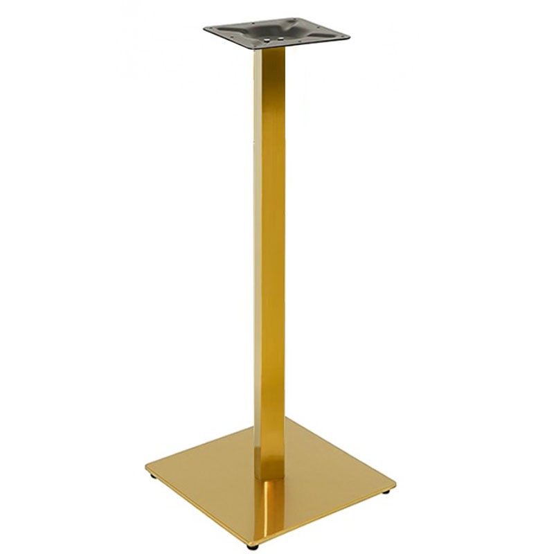[110.BTRODO110] Base de mesa TROCADERO 110DO, alta, acero inox, dorada, base acero de 8 mm. 45 x 45 cms, altura 110 cms
