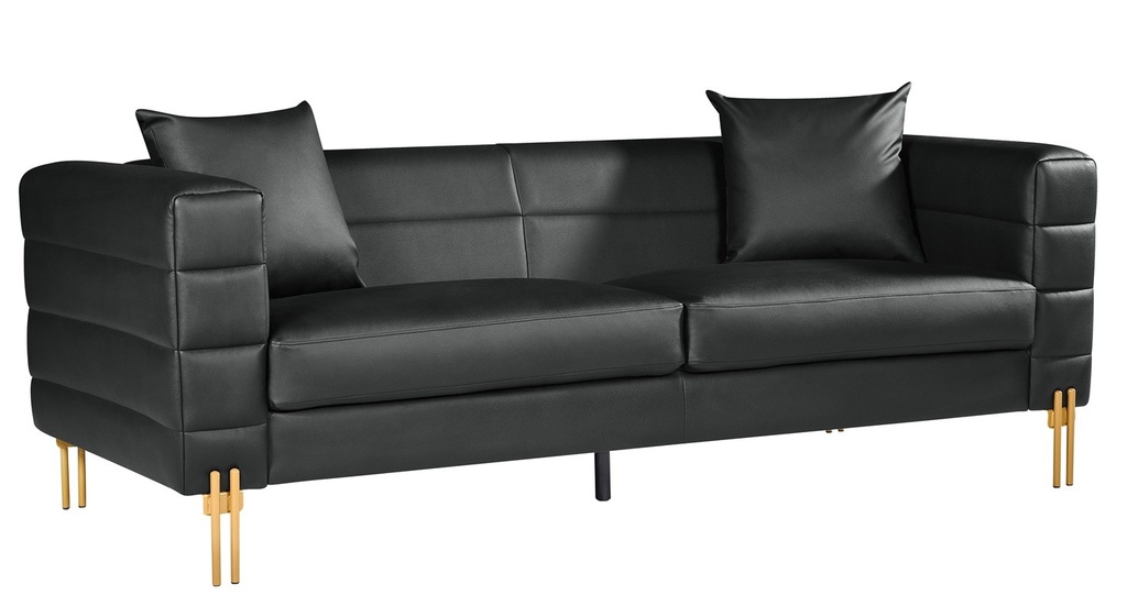 [252.SLAR3SNE] Sofá LARIOS, 3 plazas, tapizado similpiel negra