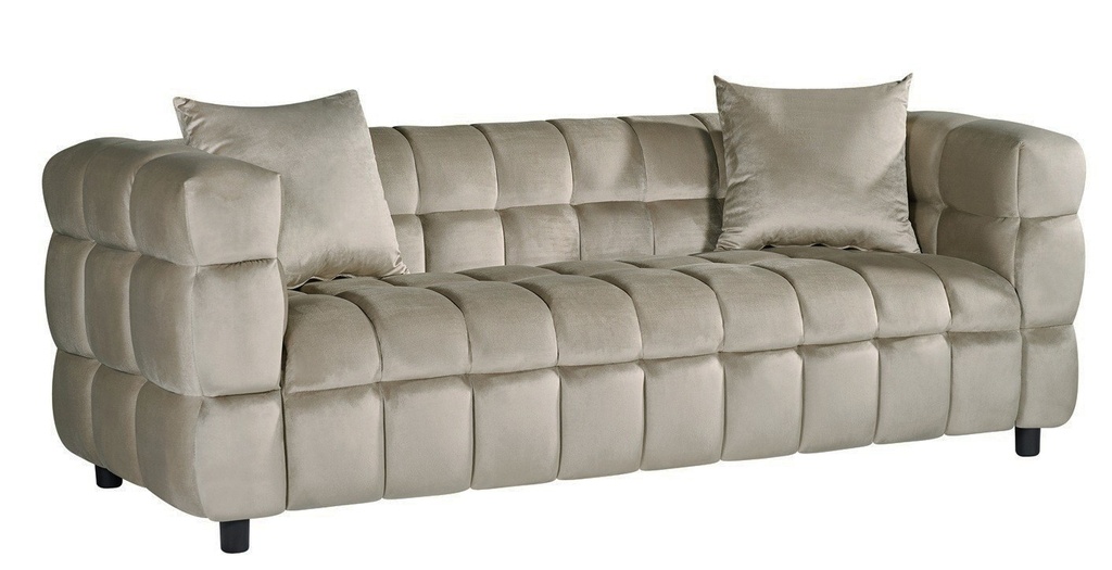 [252.SLOR3VE25] Sofá LORING, 3 plazas, tejido velvet gris claro 25