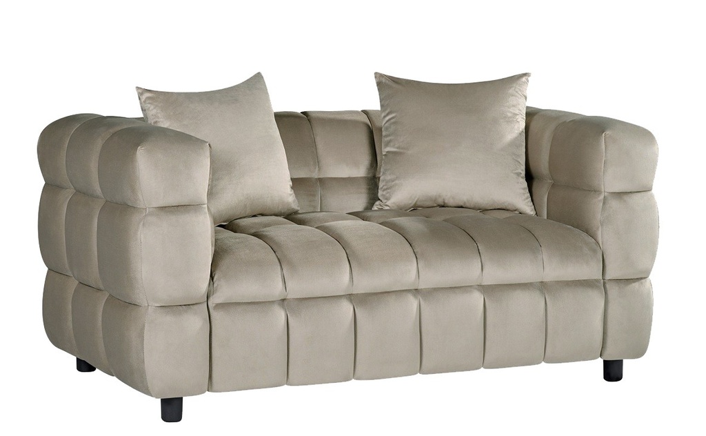 [252.SLOR2VE25] Sofá LORING, 2 plazas, tejido velvet gris claro 25