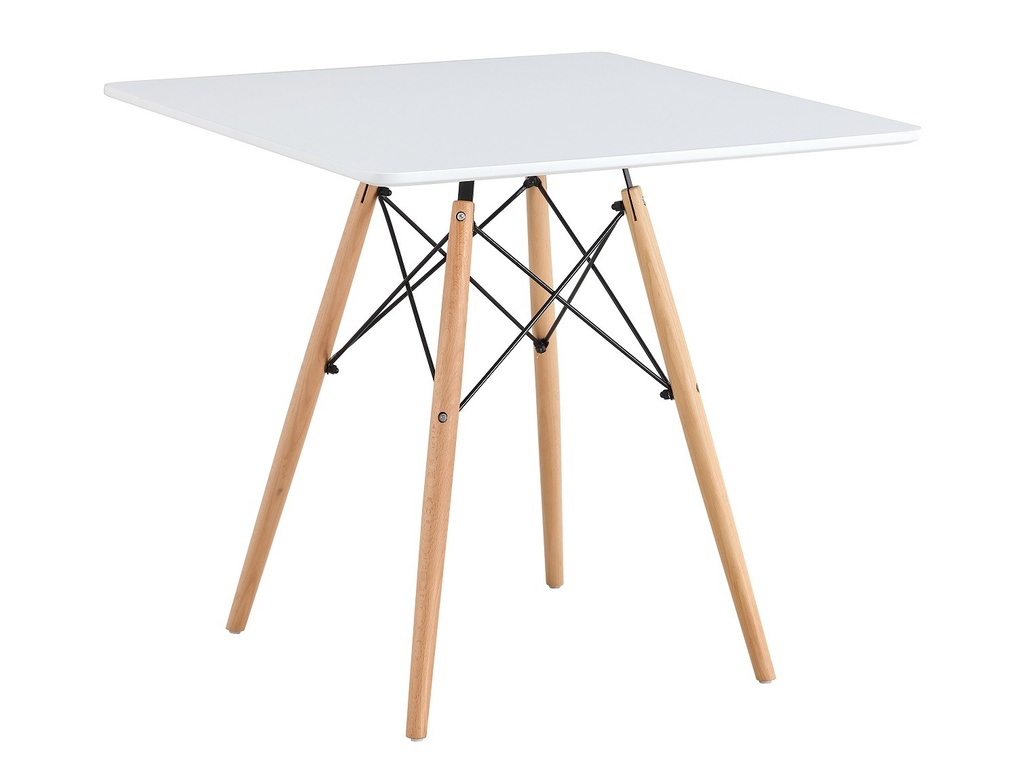 [143.MSTA80CBL] Mesa STAR, base madera, tapa blanca, 80 x 80 cms