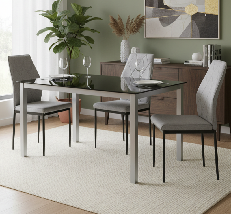 MESA CADELL FIJA 140 GRIS TAPA NEGRA