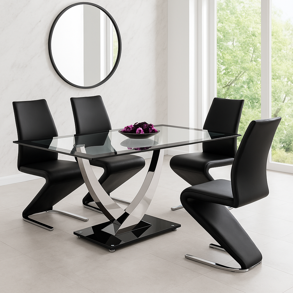 MESA UNIQUE NEGRA PATA CROMADA